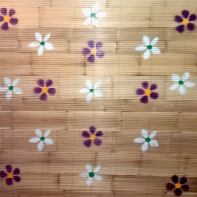 Tirai krey bambu ati motif  bunga  ungu Shopee Indonesia