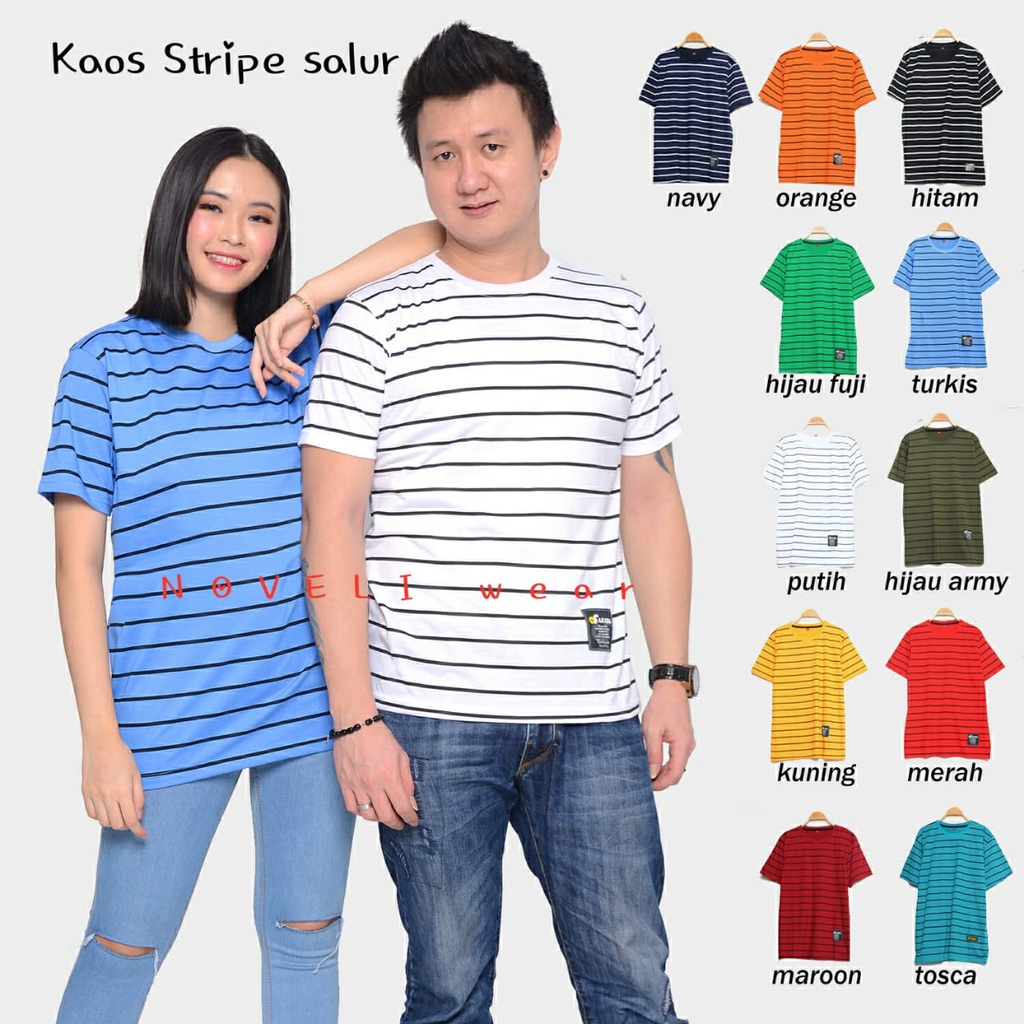 Noveli wear - Kaos polos stripe salur garis belang blaster pria dan wanita