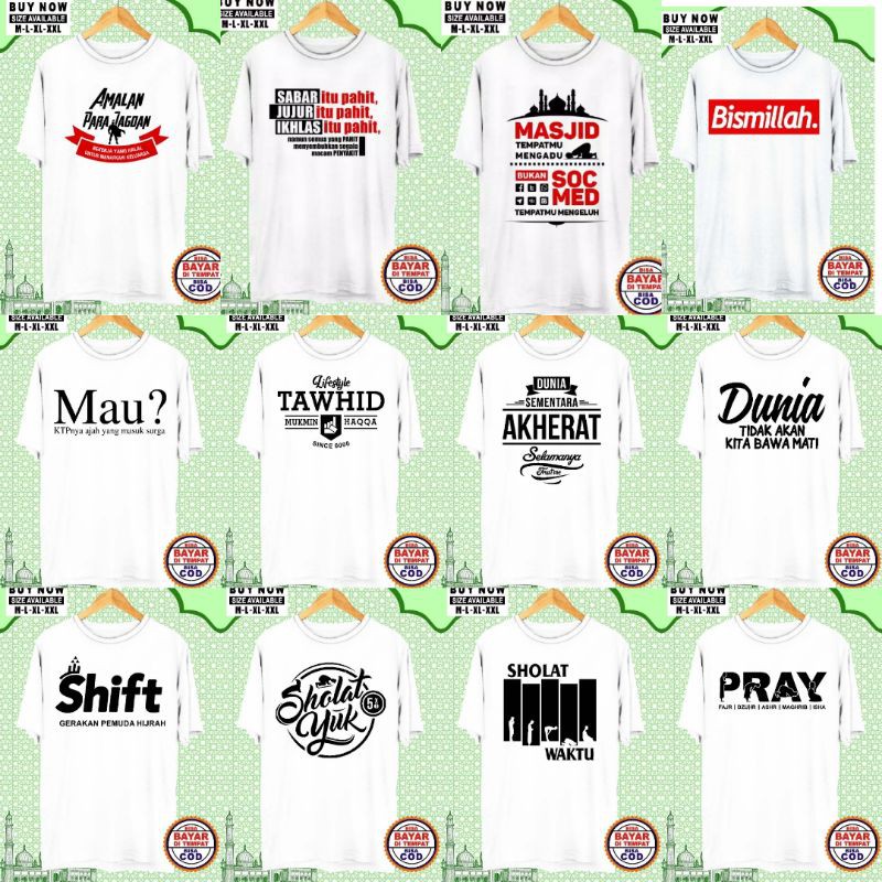 Kaos Dakwah Islami / Kaos Muslim / Pakaian Pria / T-Shirt / Distro Bebas Pilih Motif-1