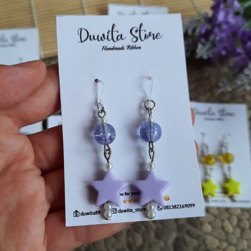 HANDMADE ANTING DEWASA KAITAN PLASTIK MOTIF STAR/BINTANG