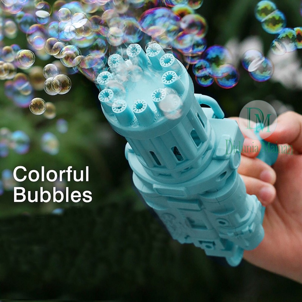 mainan anak pistol elektrik tembakan gelembung sabun machine electric gatling bubble gun