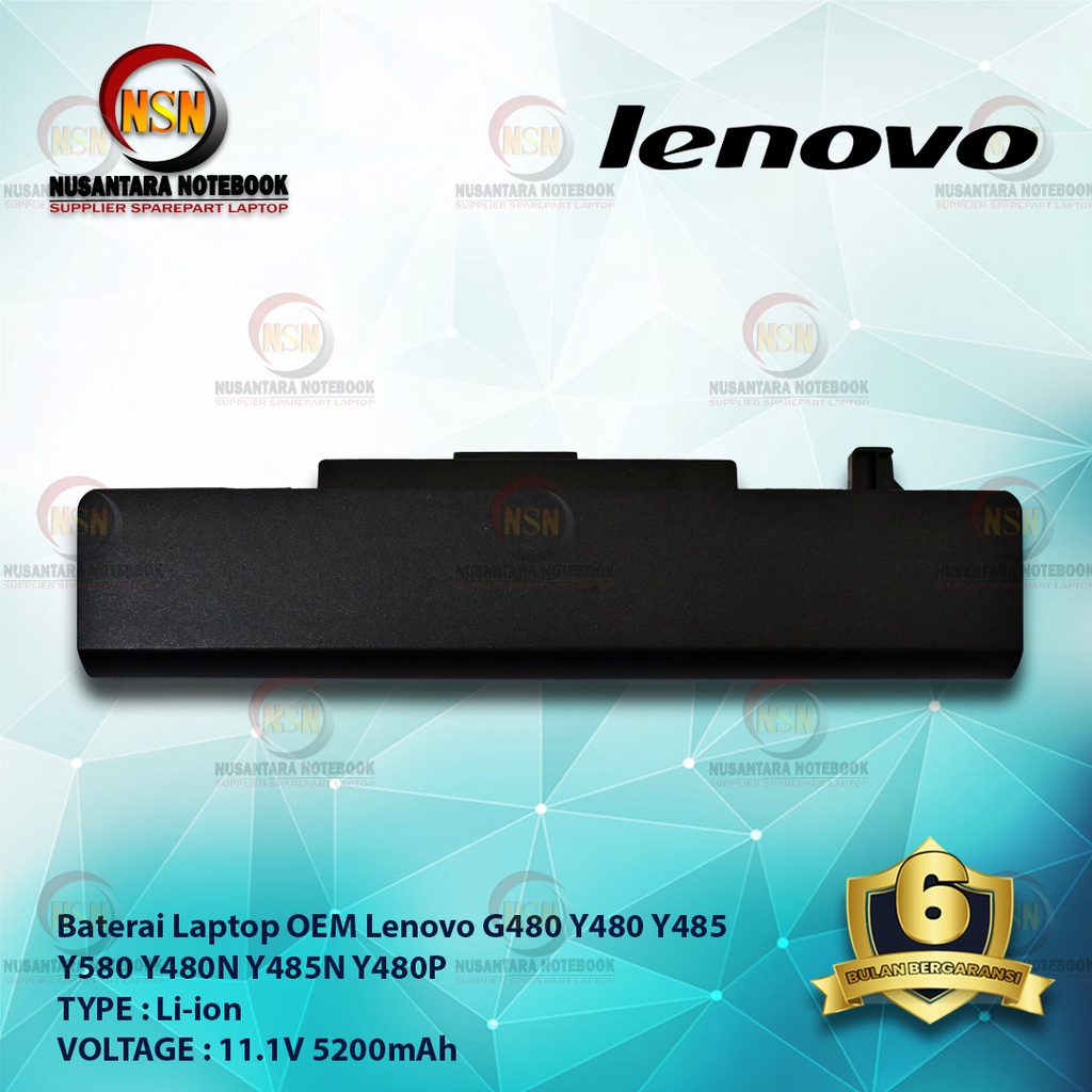 Baterai Laptop OEM Lenovo For G480 Y480 Y485 Y580 Y480N Y485N Y480P