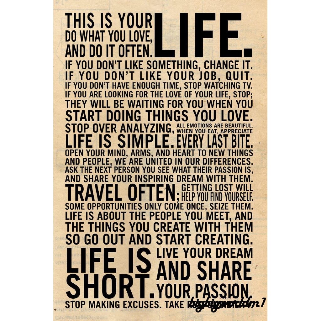 Decor This Is Your Life Motivational Quote Inspirational Words Art Silk Bedroom Wall Poster