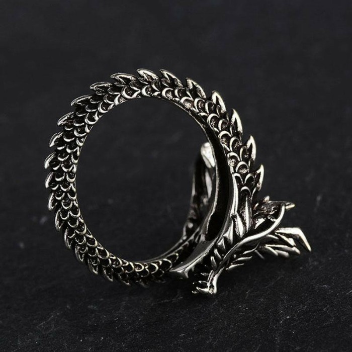 Cincin Naga melingkar ADJUSTABLE kaisar PRIA DRAGON Ring TITANIUM  cin cin KEREN Premium EKSLUSIF