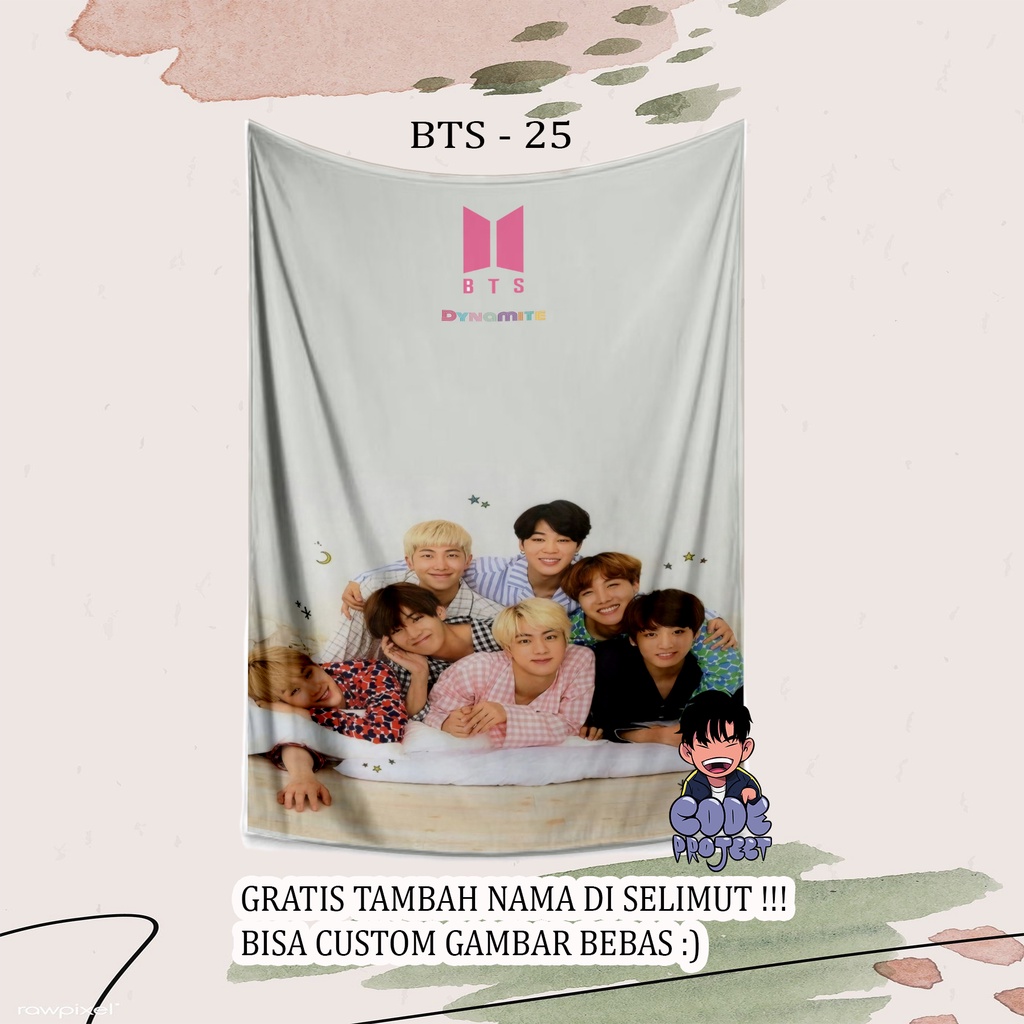 selimut karakter BTS - selimut BTS - custom selimut - custom selimut foto - kpop - bts