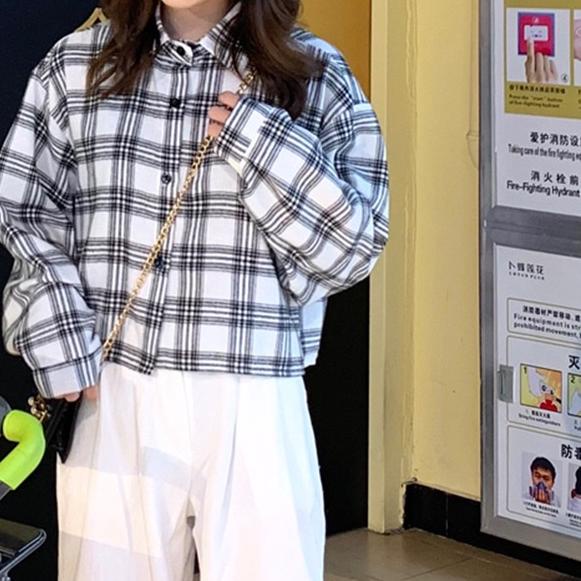 ✽ KEMEJA KOTAK/KEMEJA CROP/ KEMEJA CROP PITA/KERLITA PLAID SHIRT BAHAN KATUN ☪