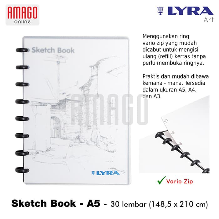 

Lyra Sketch Book - Kiky Sketch Book - Papan Tulis Gambar Lyra Sketch Book A5 W/ 30 Pages - 9210250