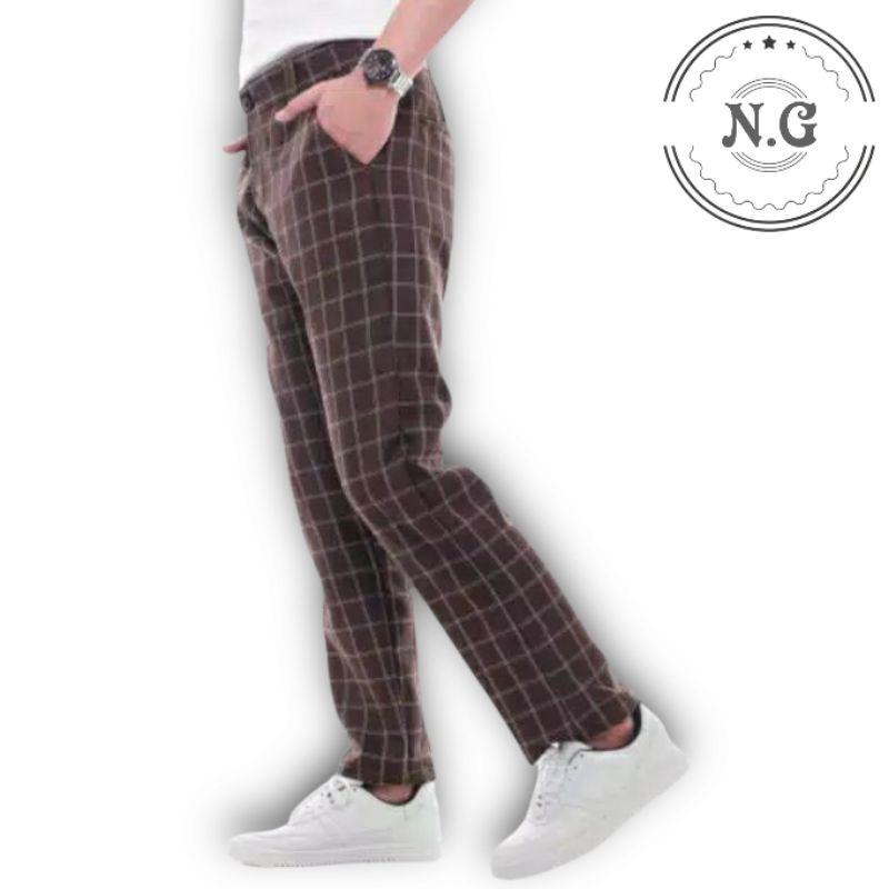 CELANA CHINO TARTAN PRIA ANKLE PANTS MOTIF KOTAK2 WANITA PANJANG COWOK SALUR celana tartan pria casual trendi celana tratan cowok pria terpopuler