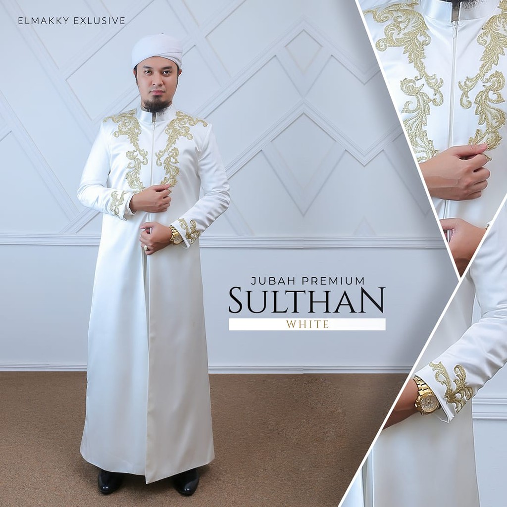 JUBAH PREMIUM SULTHAN WHITE BY ELMAKKY EXCLUSIVE  GAMIS PRIA JUBAH PRIA  JUBAH GAMIS PENGANTIN