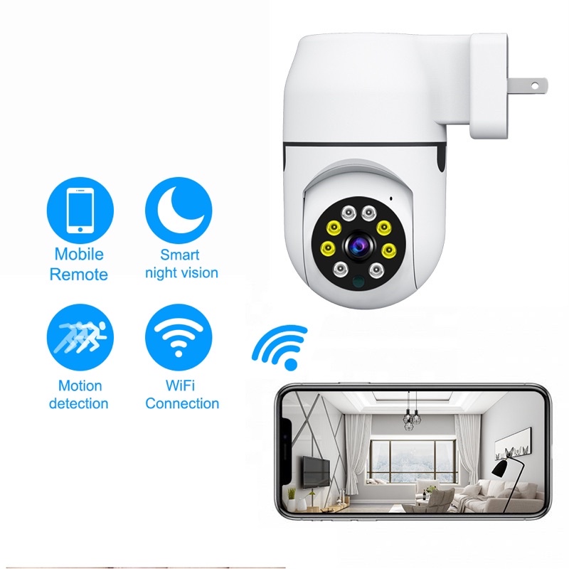 CCTV Aplikasi V380 Model Colokan Mudah Pasang Konek Wifi 2MP Bisa Berputar 320° Resolusi 1080P Waterproof Bisa Control dan Pantau Melalui Handphone Night Vision PTZ 2 Way Audio Original Import