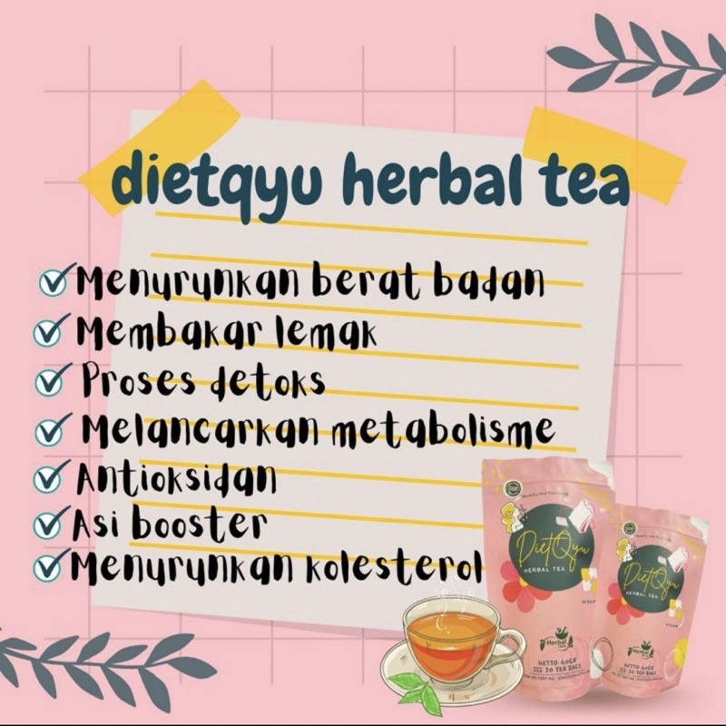 Dietqyu Tea herbal Turun 3-5 KG dalam 1 pouch