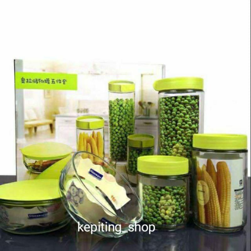 Toples Set M-5 Kim Sun Glass TOPLES KUE / toples snack murah Beling Kaca