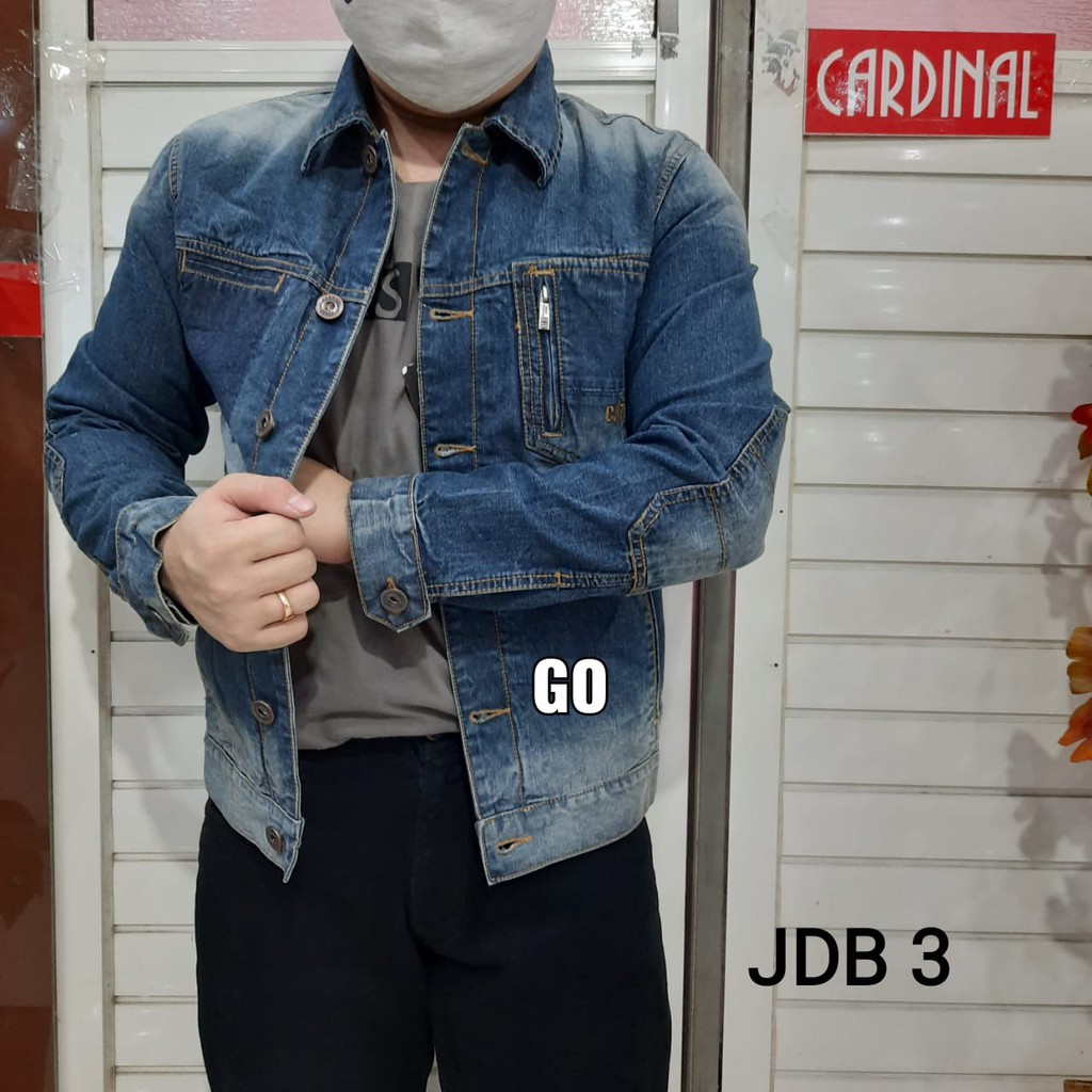 gos JDB CARDINAL JAKET JEANS Cowok Jaket Cowok Denim Jaket Kancing Pria Outdoor