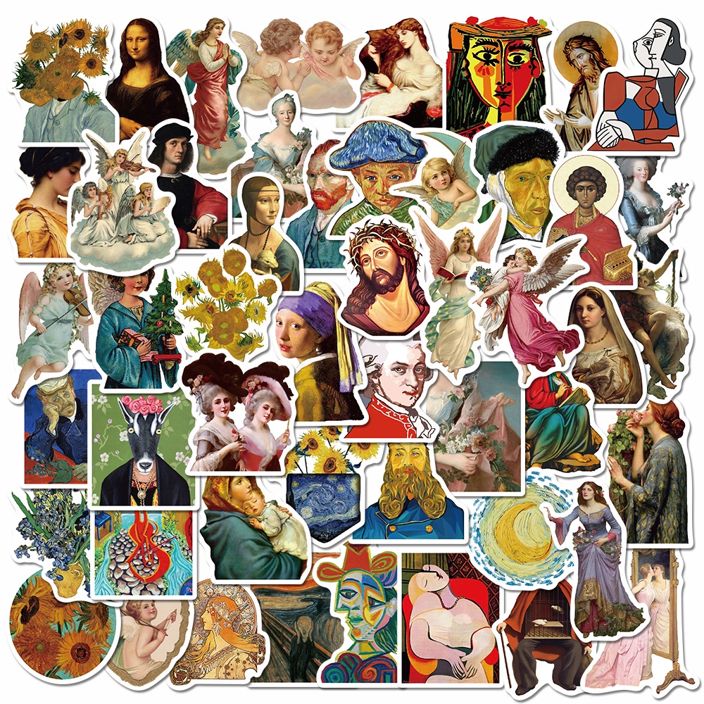 50pcs artist famous painting stickers personalized art hand account stickers toy laptop water cup decoration waterproof stickers