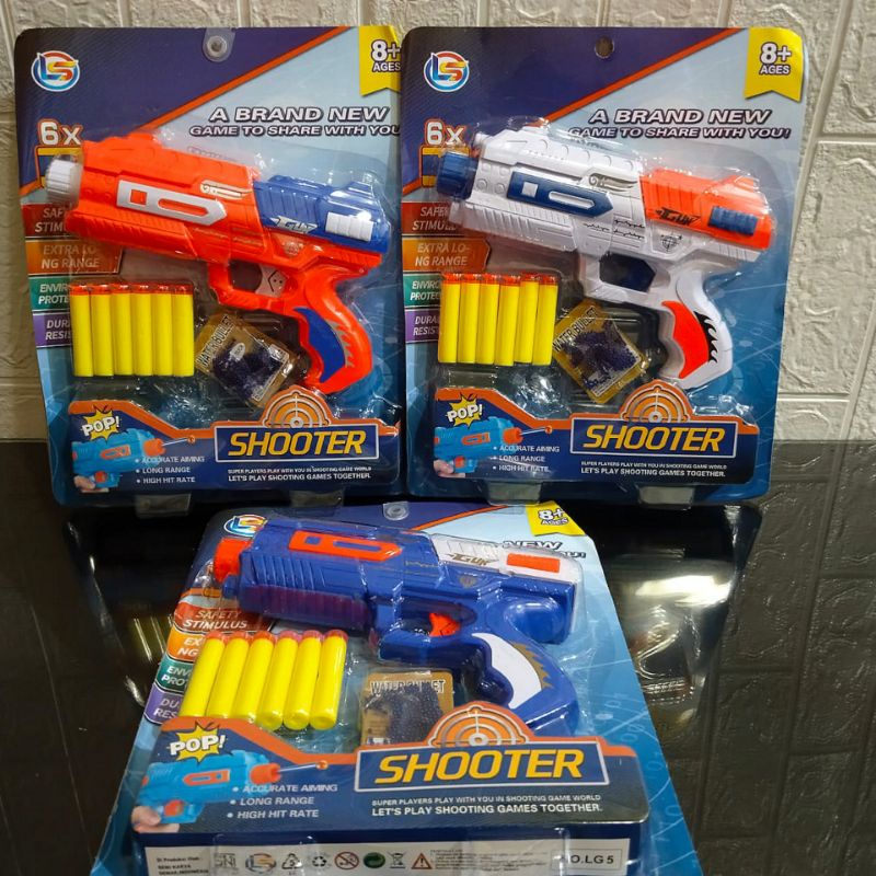 X3MToys Mainan Tembakan WGB Water Gel Pistol Peluru Busa Nerf Soft Bullet Blaster 2in1 - Pistol Main