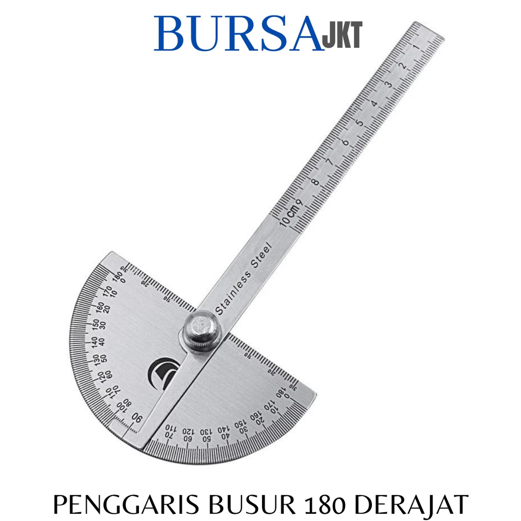 PENGGARIS BUSUR 180 DERAJAT STAINLESS STEEL PENGUKUR SUDUT