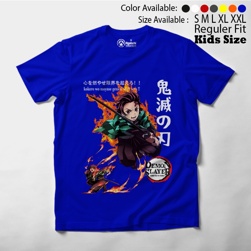 Tanjiro Kamado On FIre - Demon Slayer Kimetsu No Yaiba - Anime / Baju Anak / Kaos Atasan Anak / Kaos Distro Anak / Kids T Shirt