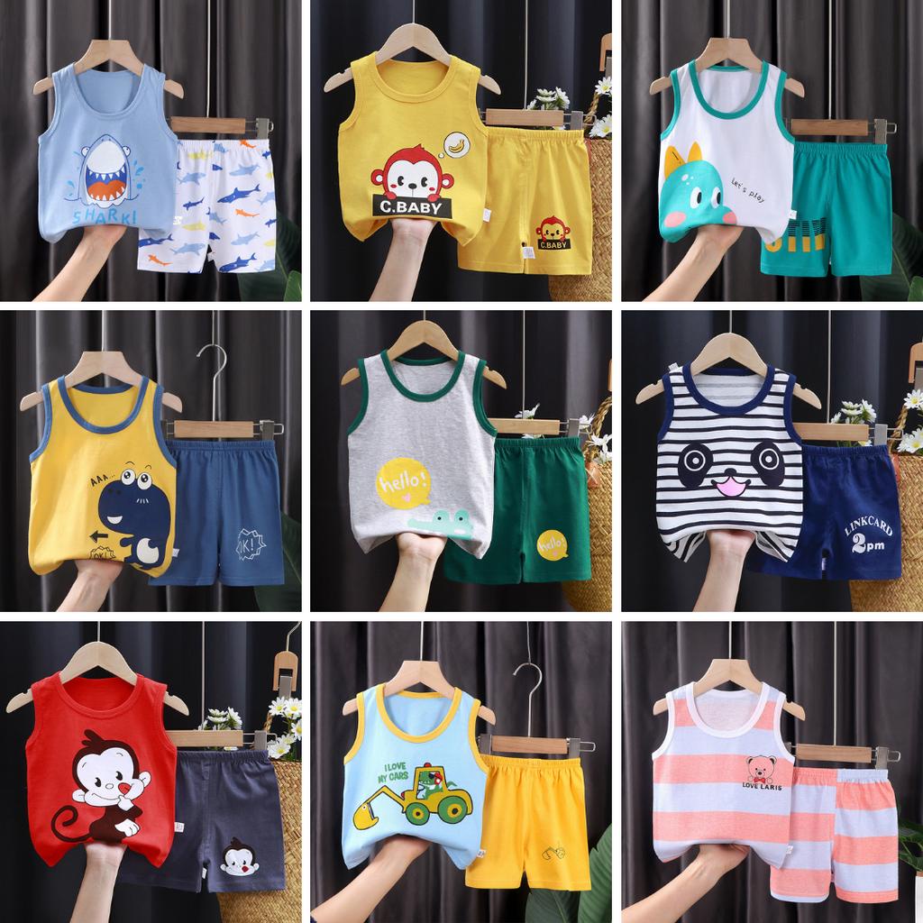 BOBOHO - SETELAN ANAK IMPORT KAOS ANAK KUTUNG TANPA LENGAN LUCU / SETELAN BAYI TANPA LENGAN / SETELAN BAYI TANPA LENGAN IMPORT