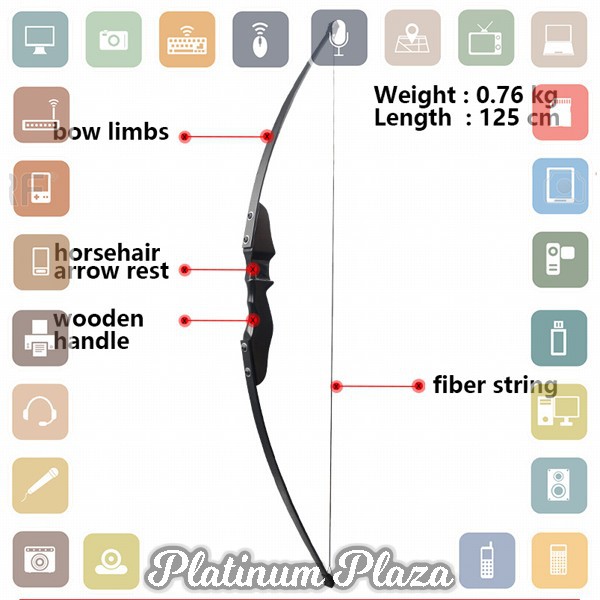 Busur Panah Powerful Recurve Archery Bow 40 LBS - 36215 - Black`UTJFKC-