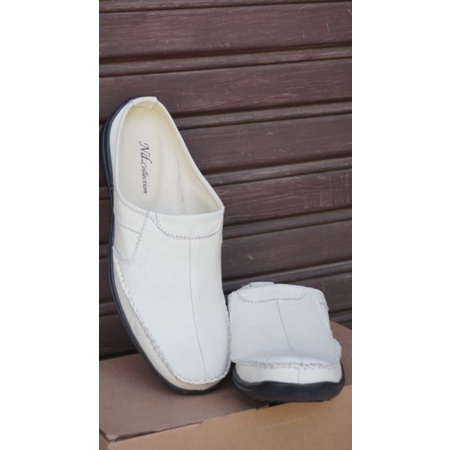 sepatu pria sandal bustong kulit asli berkualitas ND_ white