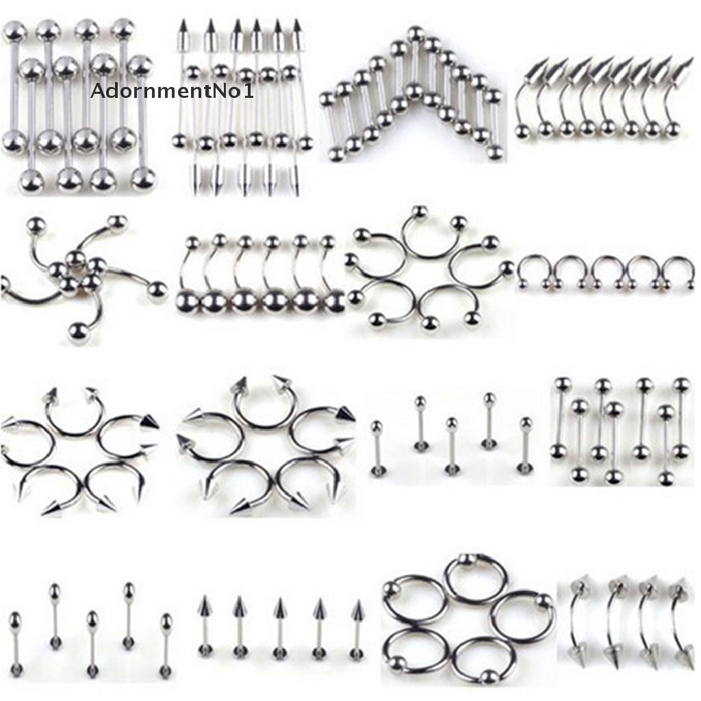 (AdornmentNo1) 85pcs Anting Tindik Lidah / Alis / Bibir / Perut / Pusar Bahan Stainless Steel