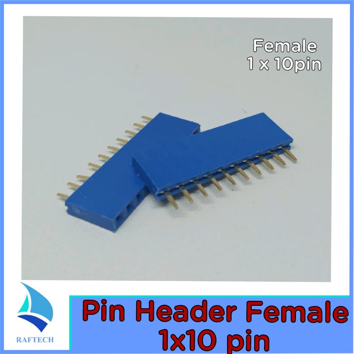 1x10 pin Color Copper PCB Female Pin Header (2.54mm) Biru 10p