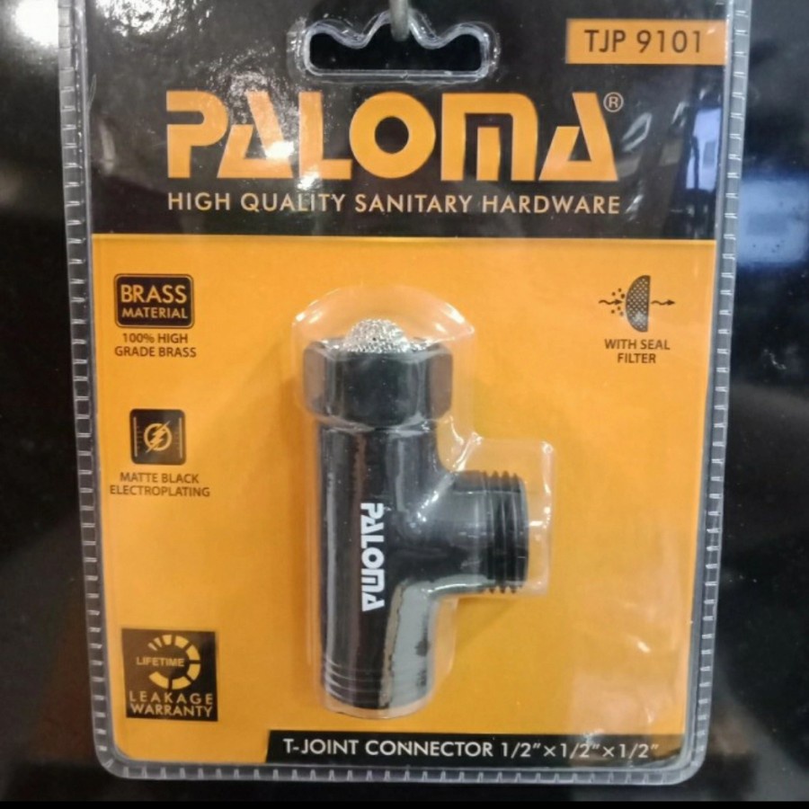 PALOMA TJP 9101 Black Nepel T 1/2" Hitam Sambungan Cabang Tee Keran Shower Kloset