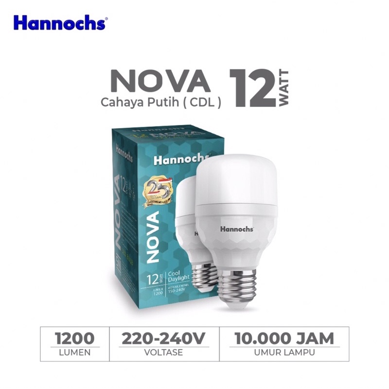 Lampu LED Hannochs 12 watt warna putih