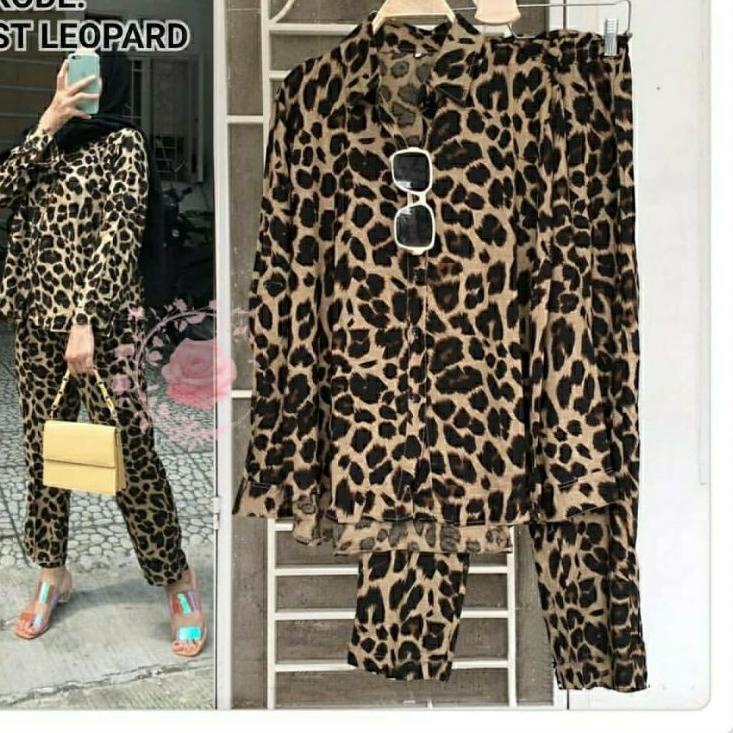 ((TERMURAH)) Pajamas leopard Katun rayon / Setelan leopard motif terbaru setandar dan jumbo / one se