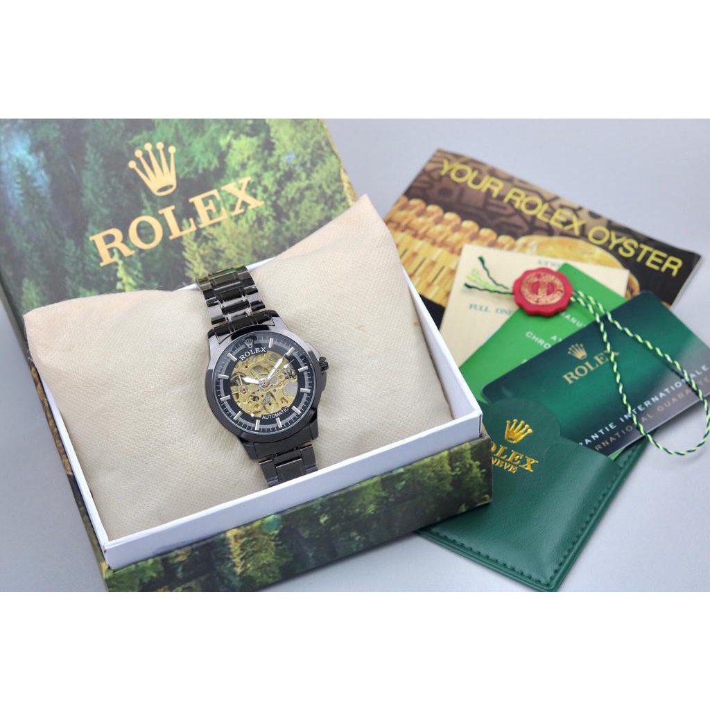[COD] Jam Tangan Pria Rolex 1854YU AutomaticTali Rantai Free Box Kartu , Paperbag , Box Original & B