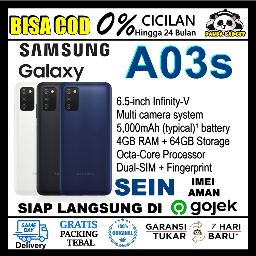 Samsung Galaxy A03S SEIN 4 / 64 GB | 4/64GB Black Blue White Handphone Garansi Resmi Indonesia-0