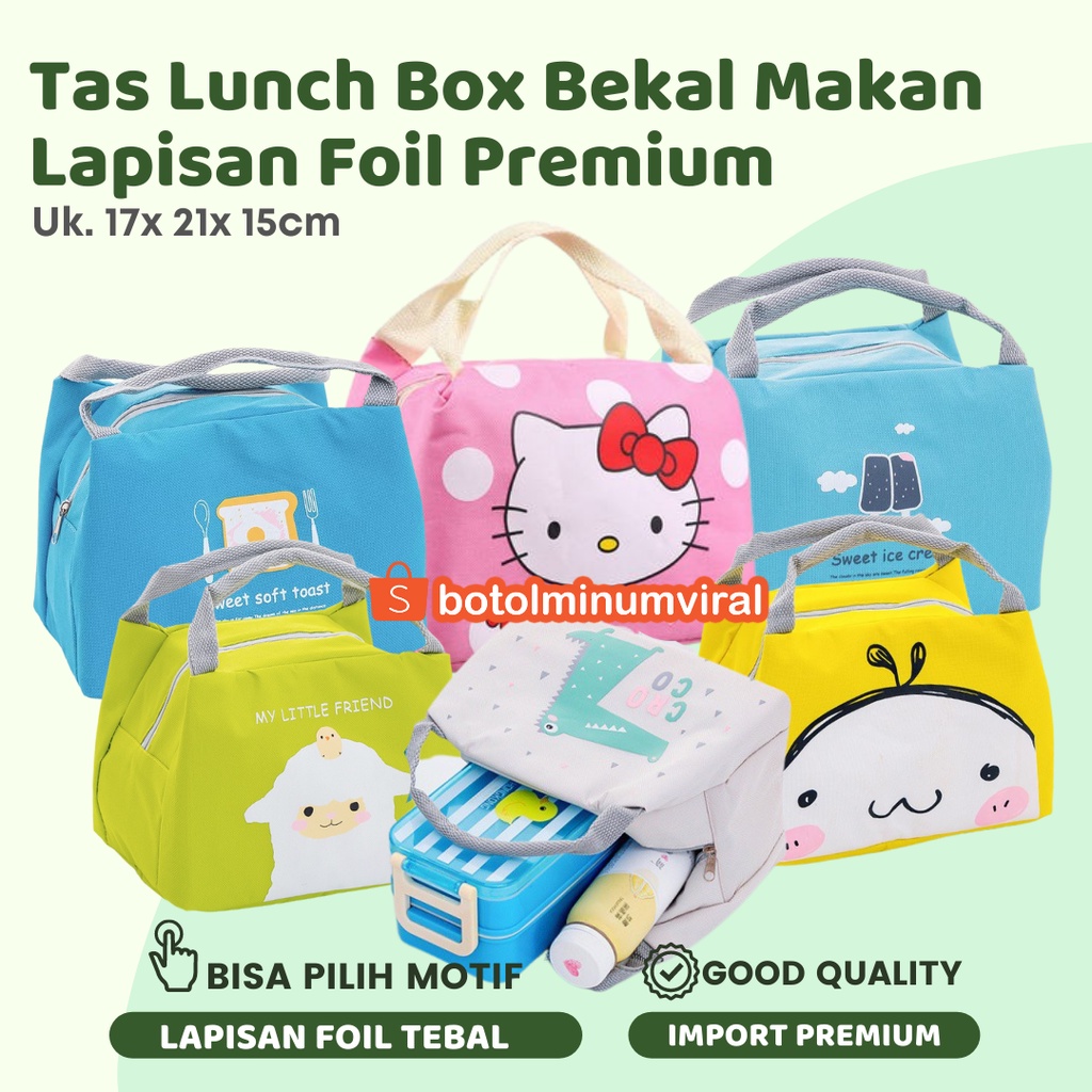 Tas Bekal Makan Anak Sekolah Karakter Tahan Panas Dingin Lapisan Foil