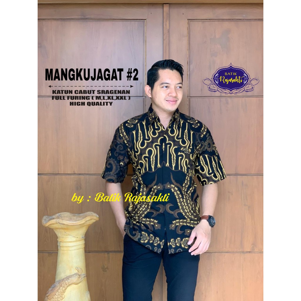 MANGKUJAGAT PEN Kemeja Batik Pria Lengan Pendek Katun Halus FULL FURING Rajasakti