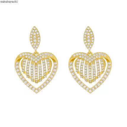 Cinta hati anting-anting anting-anting 925 perak stud anting-anting wanita Korea hollow jantung sede