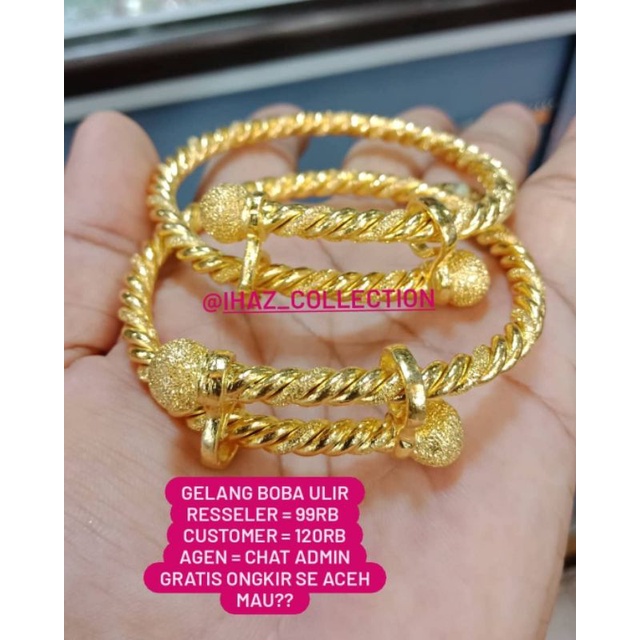 gelang boba ulir emas penang