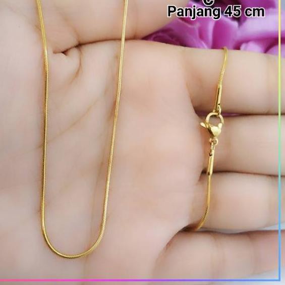 Kalung Pria Wanita Titanium Anti Karat Selamanya 1mm kecil selidi