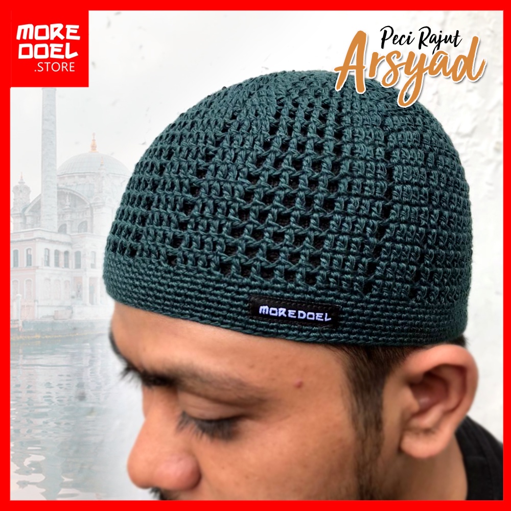 Peci Rajut Dewasa Arsyad By Moredoel Peci Elegan dipakai Sholat dan Harian