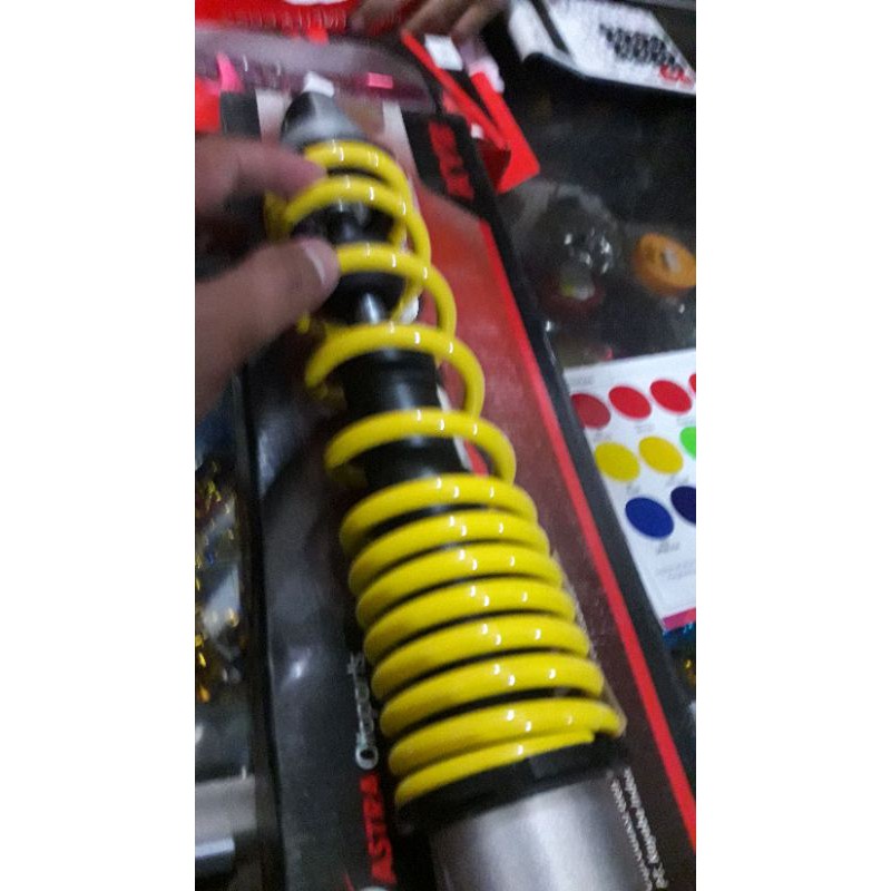 Skok  Shockbreaker Belakang Bebek KYB Zeto Supra Kharisma Size 340mm Kuning Putih