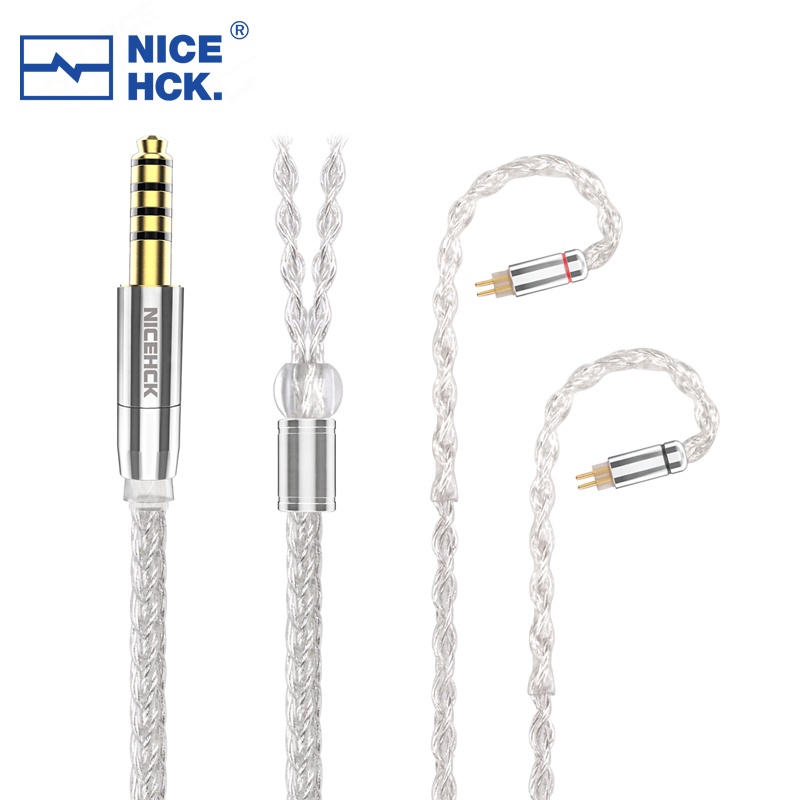 Nicehck Kabel Earbud SilverSE 8 Strand 5N OCC HIFI 3.5 / 2.5 / 4.4mm MMCX / 0.78mm 2Pin Untuk IEM Youth YUME
