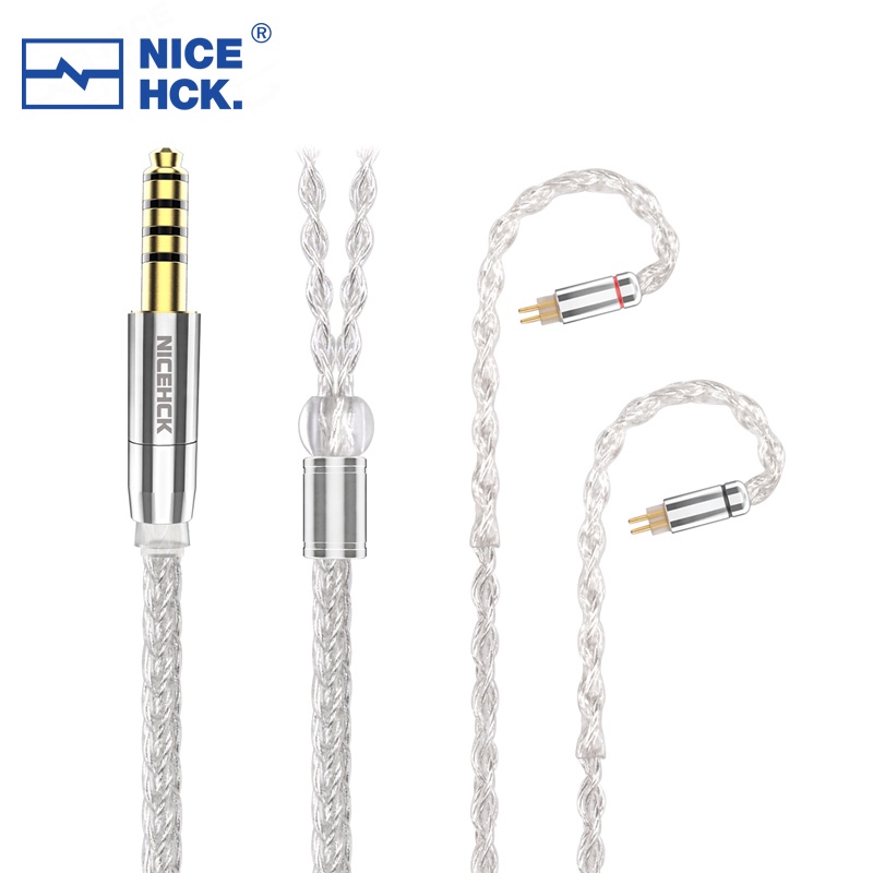 Nicehck Kabel Earbud SilverSE 8 Strand 5N OCC HIFI 3.5 / 2.5 / 4.4mm MMCX / 0.78mm 2Pin Untuk IEM Youth YUME