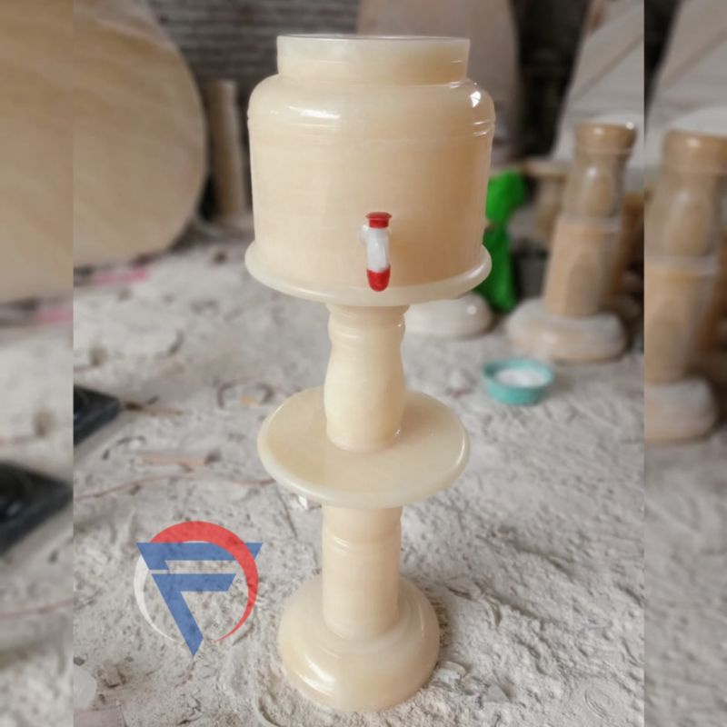 Custom Guci galon Tutup dan kaki bahan batu onyx T.80 D.30