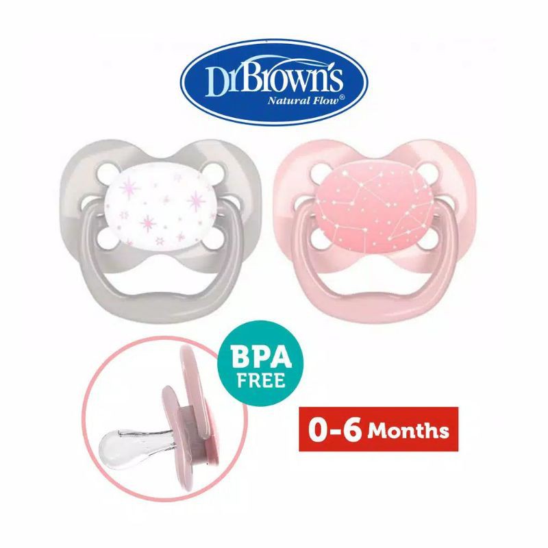 ADIKBAYI - Dot Empeng By Dr BROWNS Advantage Pacifier Baby Empeng Bayi Dot 0-6 Isi 2pcs Boy Girl/ Ca