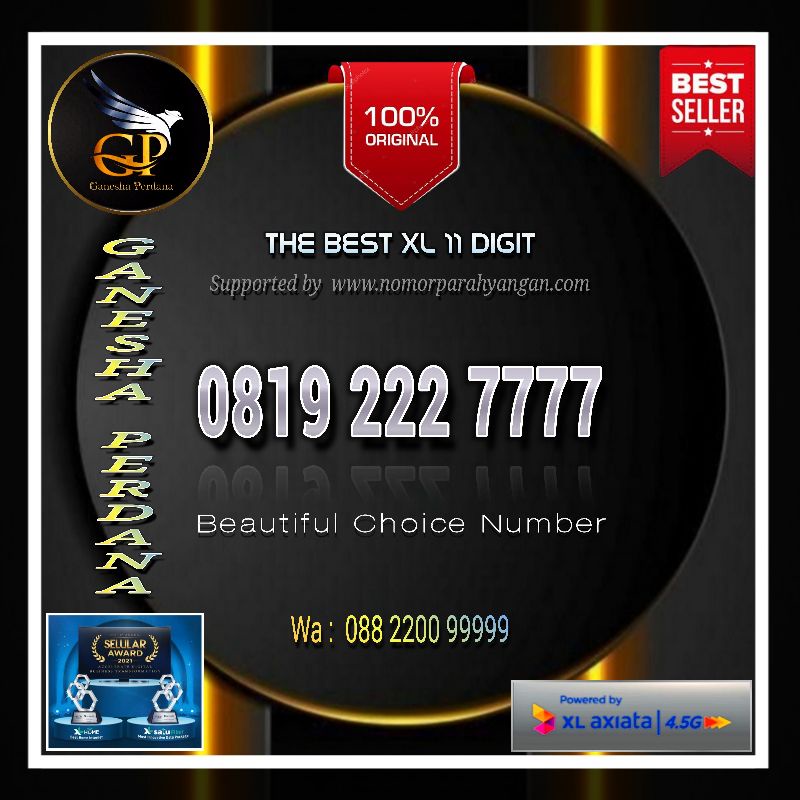 Kartu Perdana Nomor Cantik XL 11 Digit Super Triple Kwartet 7777