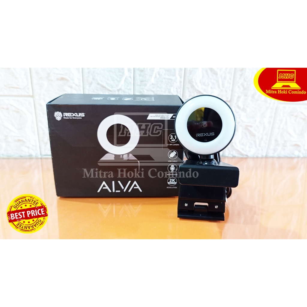 Rexus ALVA SW-RX02 Webcam 2K dengan Mikrofon dan Ring Light