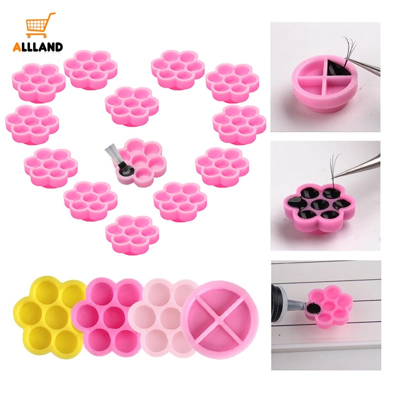 95pcs Cup Lem Bulu Mata Extension Sekali Pakai Bahan Plastik Warna Pink Dengan 7 Lubang