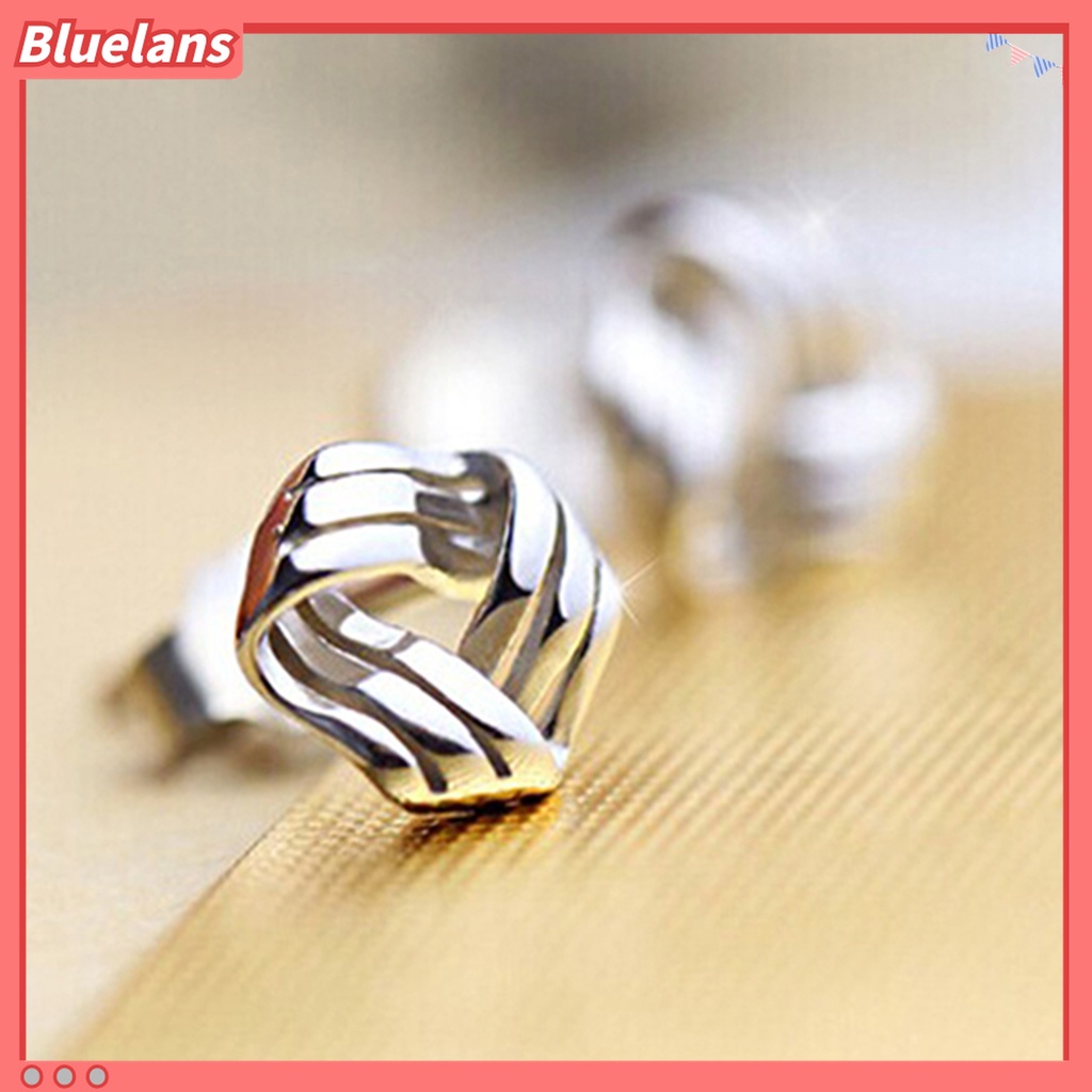 Bluelans Anting Stud Bentuk Segitiga Geometris Warna Silver Untuk Wanita