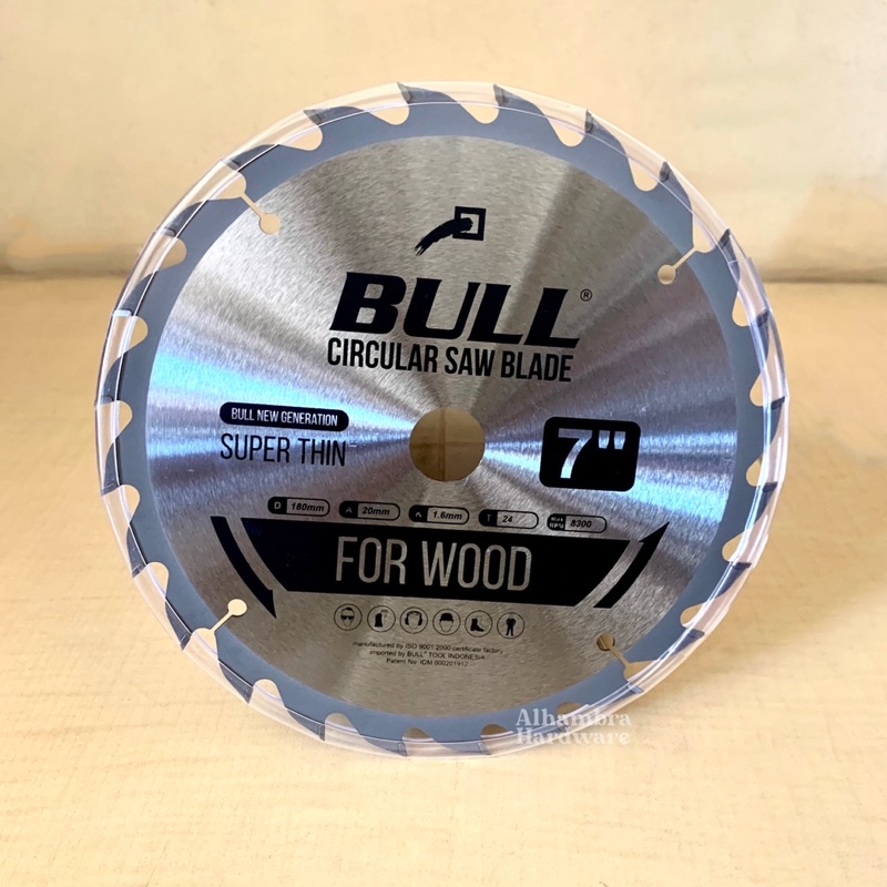 Bull 7” x 24T Mata Potong Kayu Circular Saw Blade TCT Pisau Gergaji