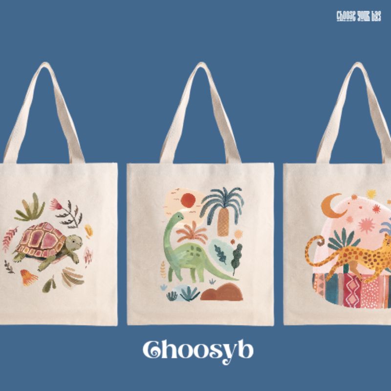 Jual Totebag Kanvas Aesthetic Flora Fauna Tas Totebag Kekinian Tas