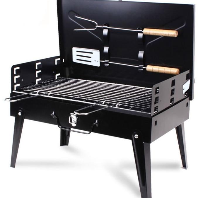 panggangan arang Sate BBQ grill sosis bakar oleh portabel Koper lipat