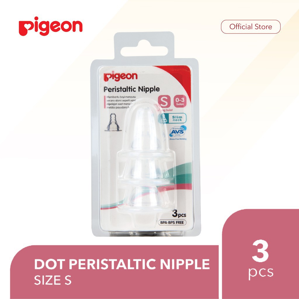 PIGEON Dot Peristaltic Nipple untuk Botol Slim Neck (3 Pcs)